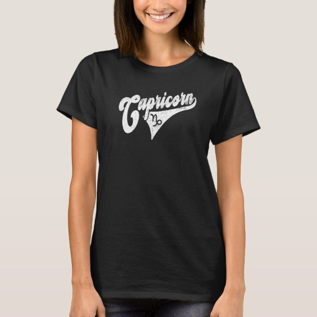 Capricorn Retro Zodiac, Astrology, Horoscope, Capr T-Shirt (Vorderseite)