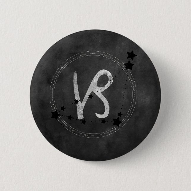 Capricorn schwarz & silber zodiac Konstellation gr Button (Vorderseite)