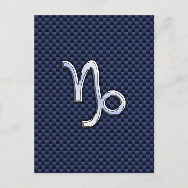Capricorn Sign Navy Blue Carbon Fibre Style Postkarte (Vorderseite)