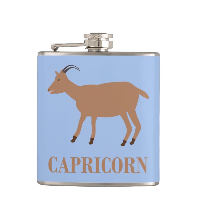 Capricorn Star Sign Goat Flachmann (Vorderseite)