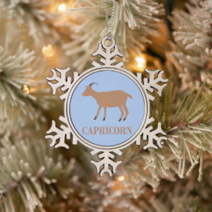 Capricorn Star Sign Goat Schneeflocken Zinn-Ornament