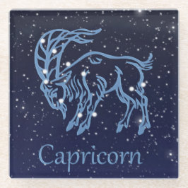 Capricorn-Sternbild und Sternzeichen mit Sternen Glasuntersetzer
