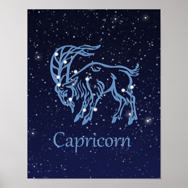 Capricorn-Sternzeichen und Sternbild Poster (Vorne)