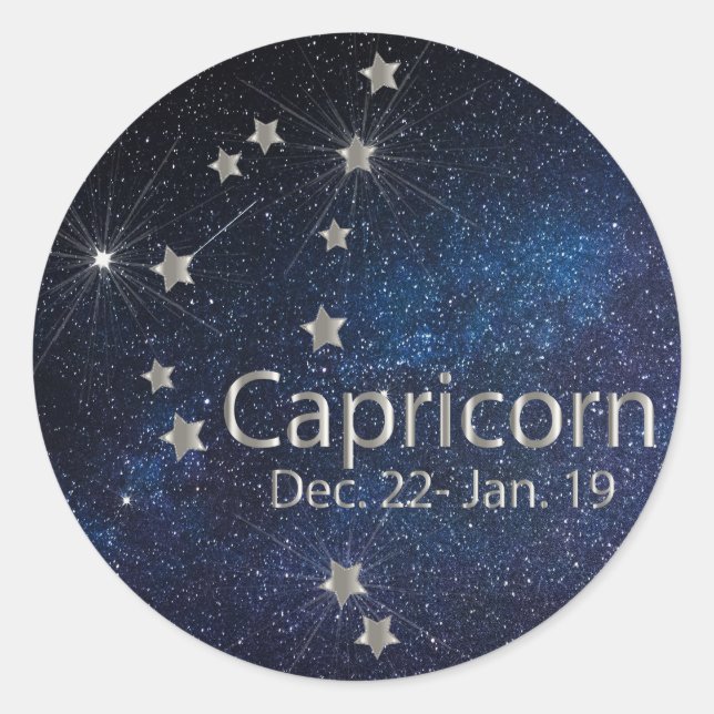 Capricorn - Sternzeichen von Zodiac Runder Aufkleber (Vorderseite)
