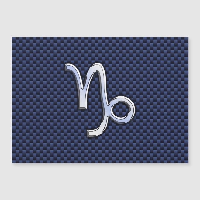 Capricorn Symbol Navy Carbon Fibre Style Magnetkarte (Vorderseite)