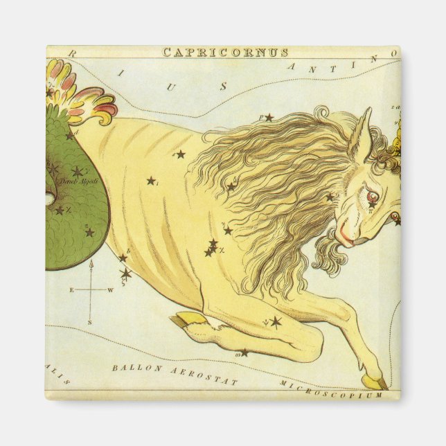 Capricorn Vintag Constellation, Urania-Spiegel Magnet (Vorne)