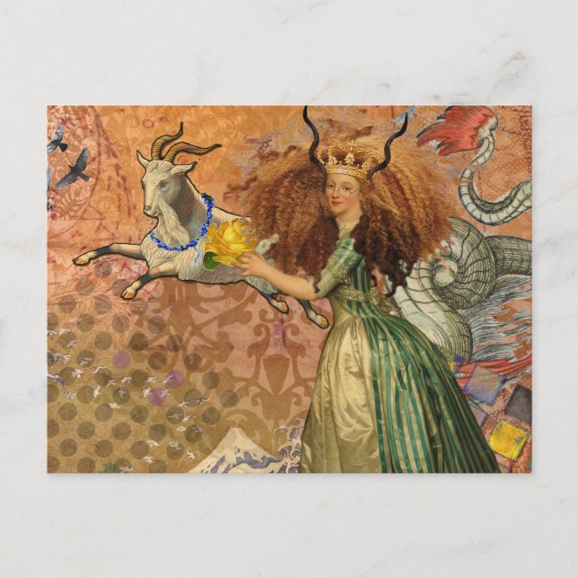 Capricorn Woman Goat Whimsical Fun Postkarte (Vorderseite)
