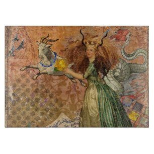 Capricorn Woman Goat Whimsical Fun Schneidebrett