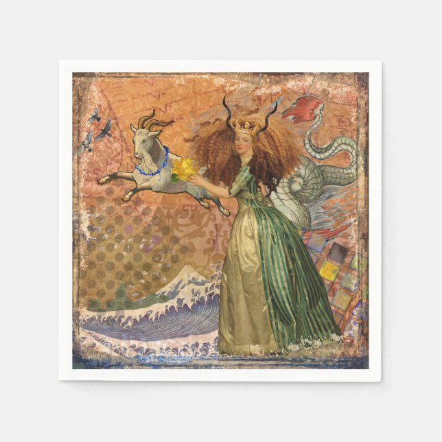 Capricorn Woman Goat Whimsical Fun Serviette (Vorderseite)