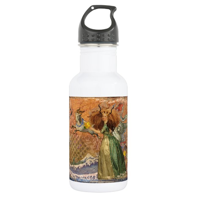 Capricorn Woman Goat Whimsical Fun Trinkflasche (Vorderseite)