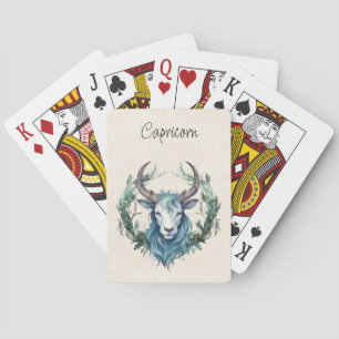 Capricorn Ziege Zodiac Wasserfarbe Spielkarten