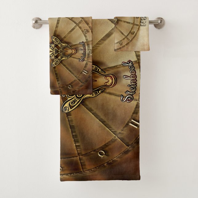 Capricorn Zodiac Astrologie Design Badhandtuch Set (Insitu)