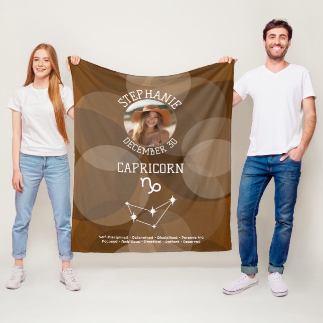 Capricorn Zodiac Astrology Sign Photo Birthdate Fleecedecke (Beispiel)
