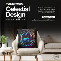 Capricorn Zodiac Celestial Design Throw Kissen