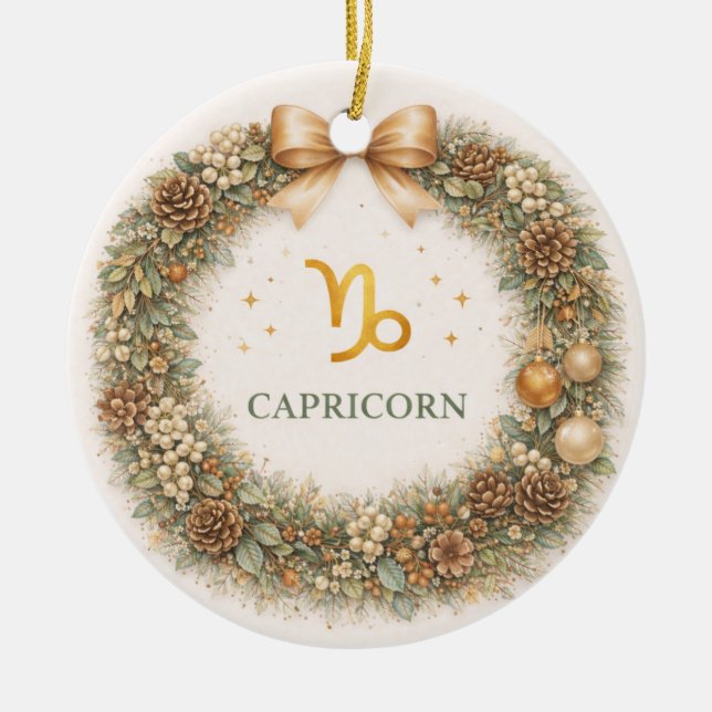 Capricorn Zodiac Christmas Ornament – Elegant Wint (Vorne)
