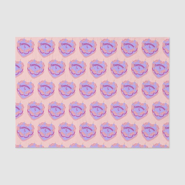 Capricorn Zodiac Coquette Herz Birthday Cake Seidenpapier (Vorderseite)