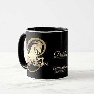 Capricorn ♑ Zodiac Geburtstagszeichen / Schwarz  Tasse