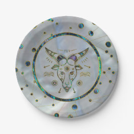 Capricorn Zodiac Gold Abalone auf Sternbild Pappteller