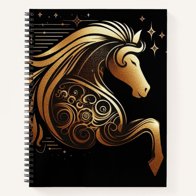 Capricorn Zodiac Gold Horse Astrology Notizbuch (Vorderseite)