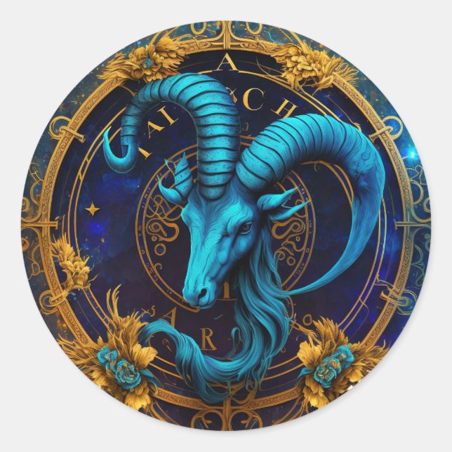 Capricorn Zodiac Graphic Runder Aufkleber (Vorderseite)