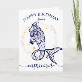 Capricorn Zodiac Monochrome Carte d'Anniversaire