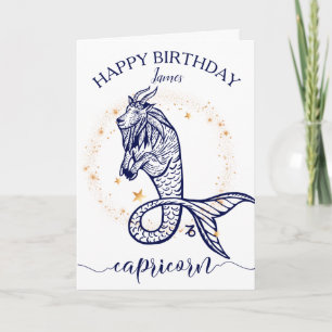 Capricorn Zodiac Monochrome Carte d'Anniversaire