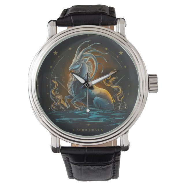 Capricorn Zodiac Sign Armbanduhr (Vorderseite)