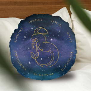 Capricorn Zodiac Sign Astrologie Persönliche Eigen Rundes Kissen