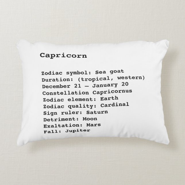 Capricorn Zodiac Sign Astrologie Schwarz-weiß Dekokissen (Vorderseite)