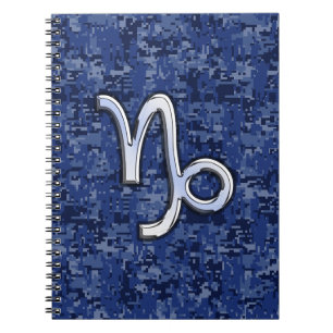 Capricorn Zodiac Sign auf Navy Digital Camouflage Notizblock