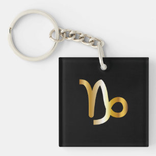 Capricorn Zodiac Sign, Black & Gold Schlüsselanh Schlüsselanhänger