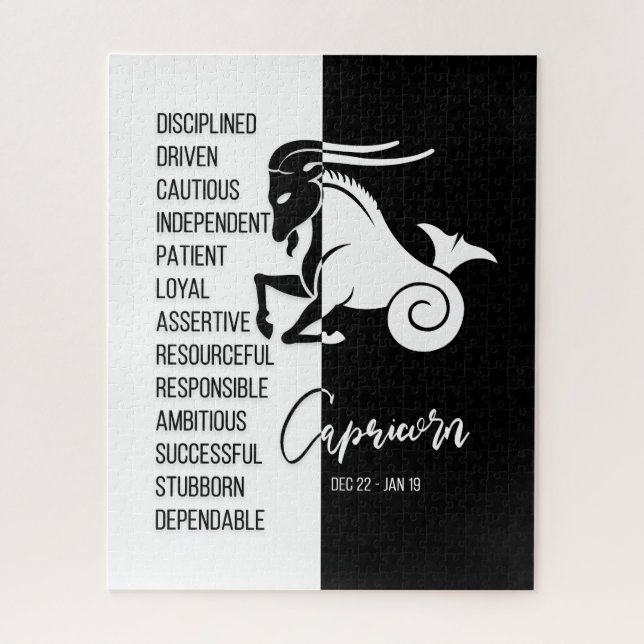 Capricorn Zodiac Sign, Black & White Jigsaw Puzzle (Vertikal)