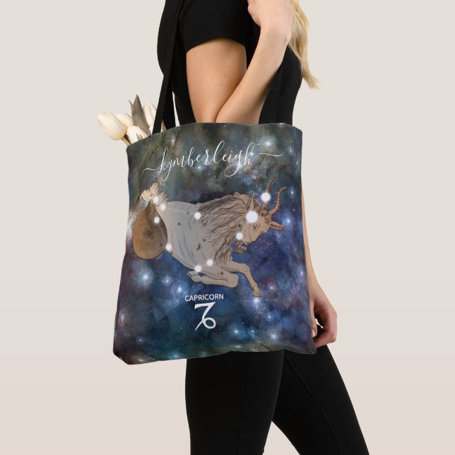 Capricorn Zodiac Sign Cosmic Monogram Name Blue Tasche (Von Nahem)