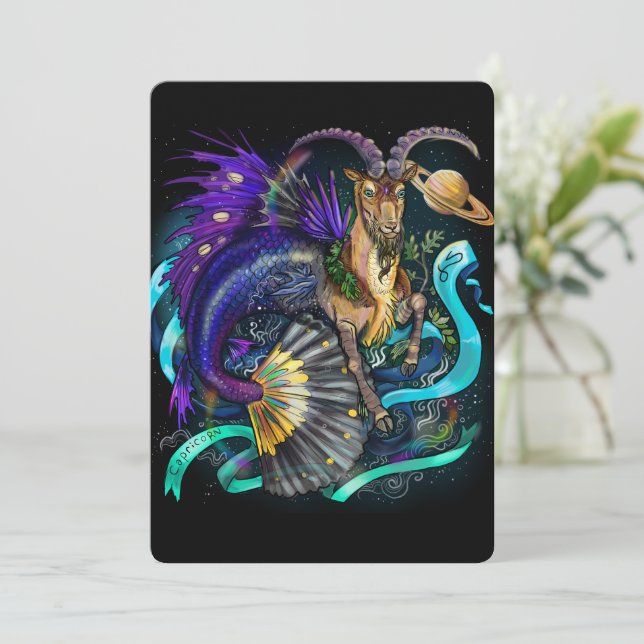 Capricorn Zodiac Sign Einladung (Stehend Vorderseite)