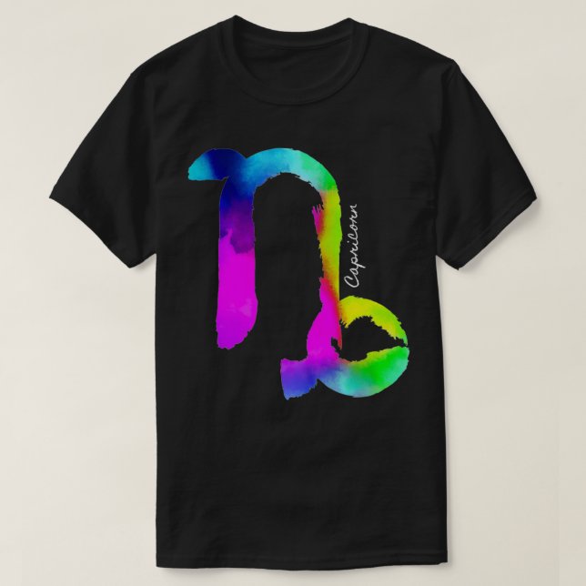 Capricorn Zodiac Sign Farbige Astrologie Dezember T-Shirt (Design vorne)