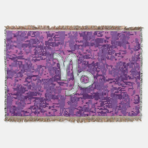 Capricorn Zodiac Sign Fuchsia Digital Camouflage Decke