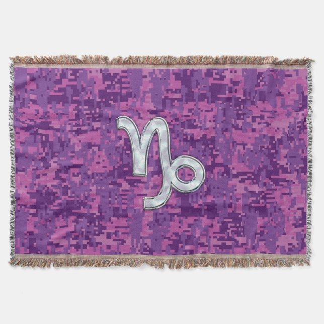 Capricorn Zodiac Sign Fuchsia Digital Camouflage Decke (Vorderseite)