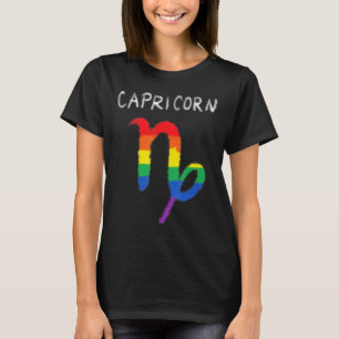 Capricorn Zodiac Sign Gay Lesbian Lgbt Pride Rainb T-Shirt
