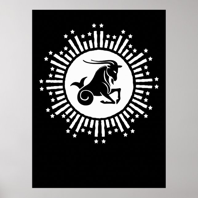 Capricorn Zodiac Sign Goat Cosmic Sternexplosion D Poster (Vorne)