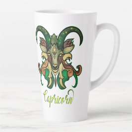 Capricorn zodiac sign Green Brown Sea Goat sparkle Milchtasse