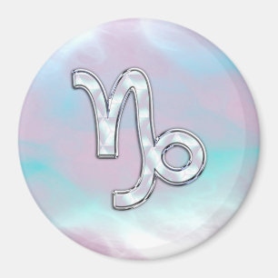 Capricorn Zodiac Sign on Mother Pearl Style Magnet