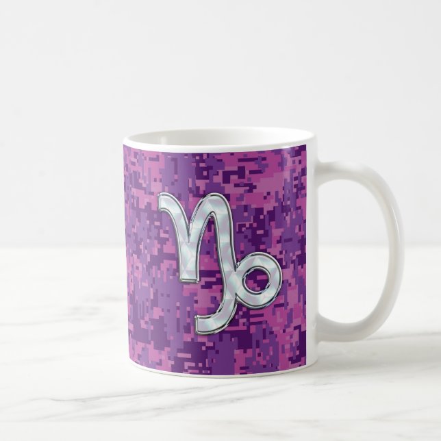 Capricorn Zodiac Sign Pink Digital Camouflage Kaffeetasse (Rechts)