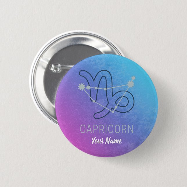 Capricorn Zodiac Star Sign Horoscope Constellation Button (Vorne & Hinten)