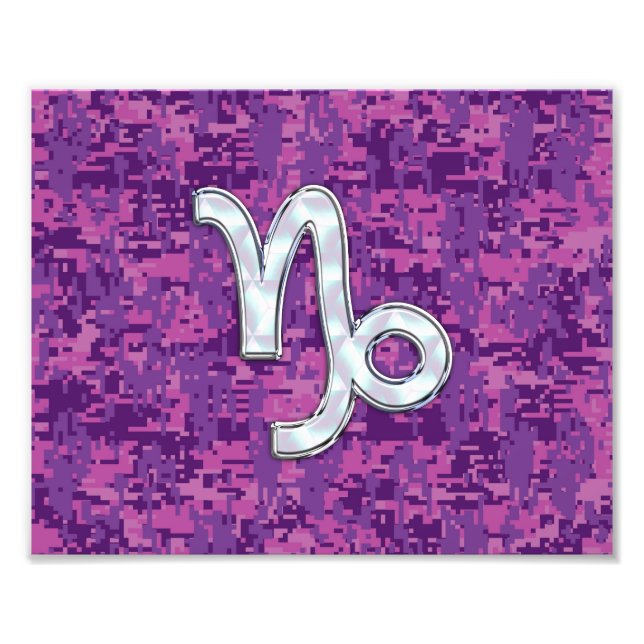 Capricorn Zodiac-Symbol auf der Fuchsia Digitalen  Fotodruck (Vorne)