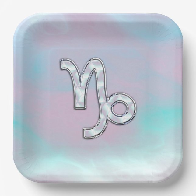 Capricorn Zodiac Symbol auf der Mutter der Perle D Pappteller (Vorderseite)