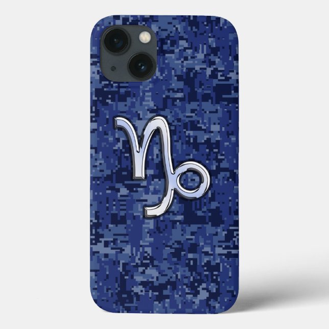 Capricorn Zodiac Symbol Blue Digital Camouflage Case-Mate iPhone Hülle (Rückseite)