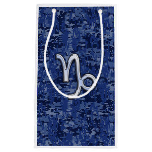 Capricorn Zodiac Symbol Blue Digital Camouflage Kleine Geschenktüte