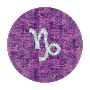 Capricorn Zodiac Symbol Fuchsia Digital Camouflage Schneidebrett