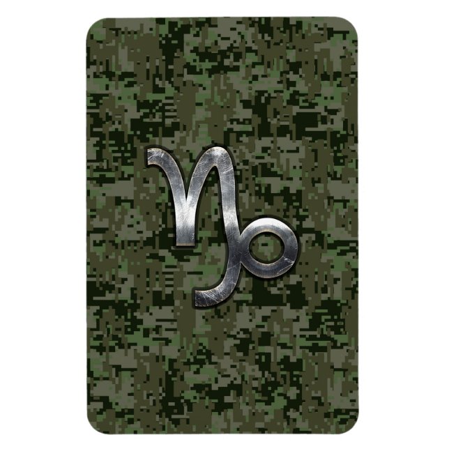 Capricorn Zodiac Symbol Green Digital Camouflage Magnet (Vertikal)