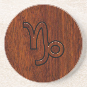 Capricorn Zodiac-Symbol im Holzkörnerstil Getränkeuntersetzer